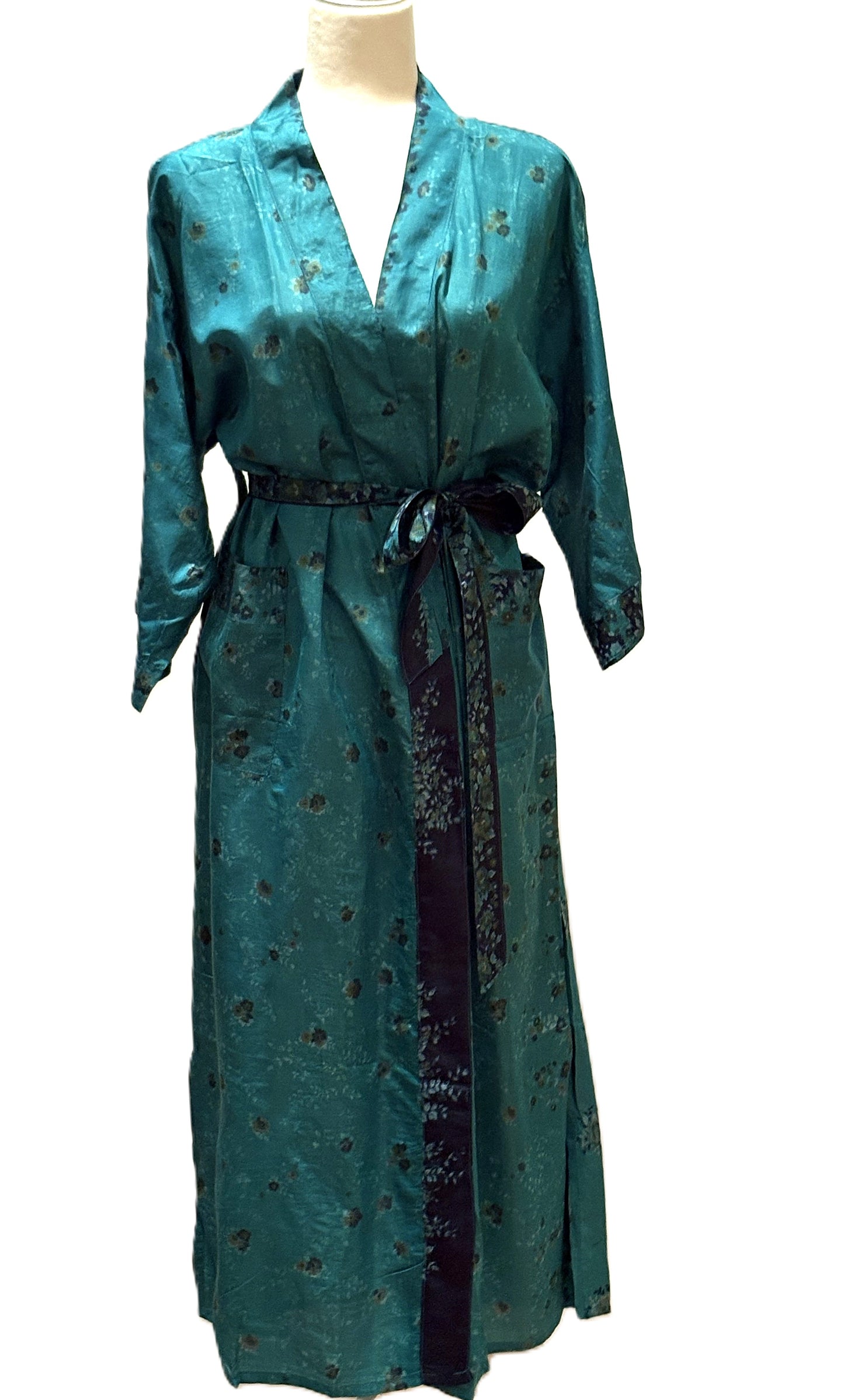 Long Silk Kimono Duster,  Dramatic Print Is Perfect For Layering.
