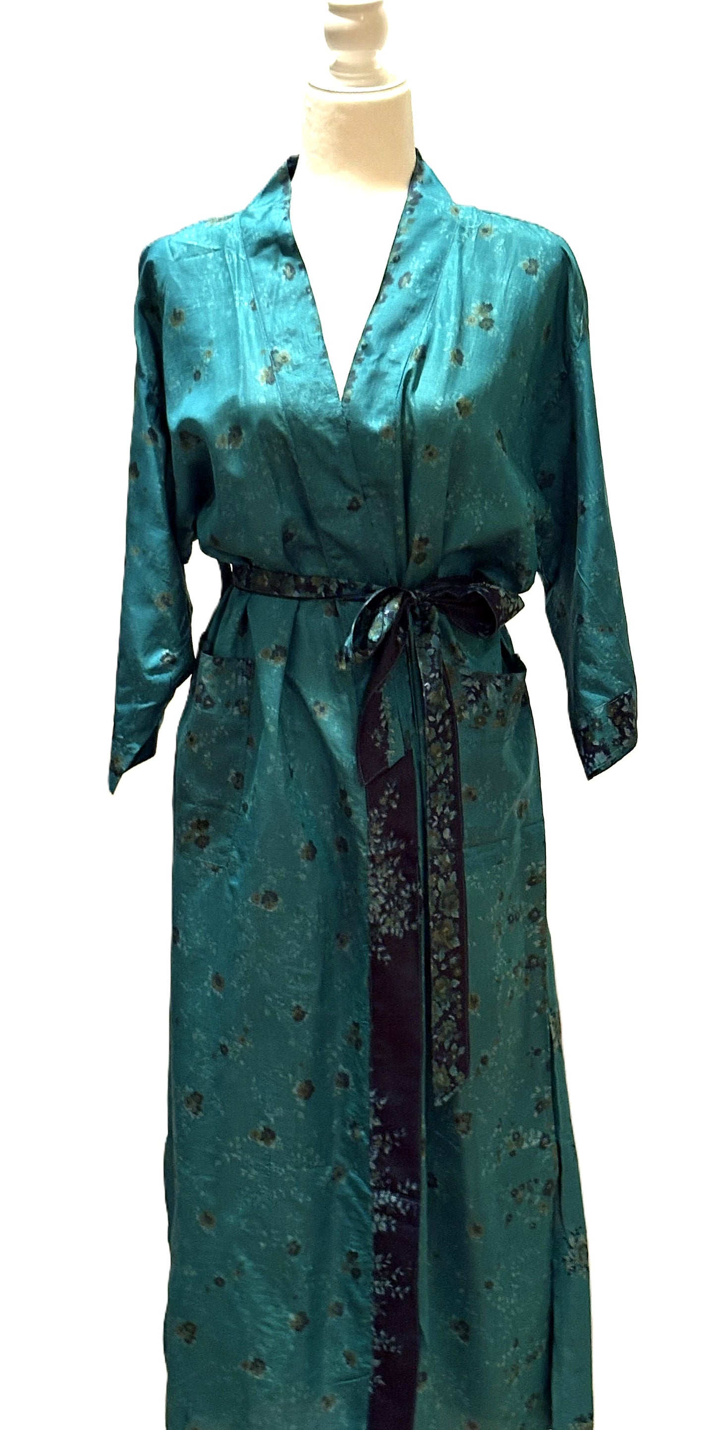 Long Silk Kimono Duster,  Dramatic Print Is Perfect For Layering.