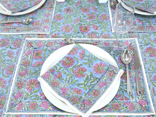 Complete Collection: Handmade Block Print Linens (Blooming Blooms))