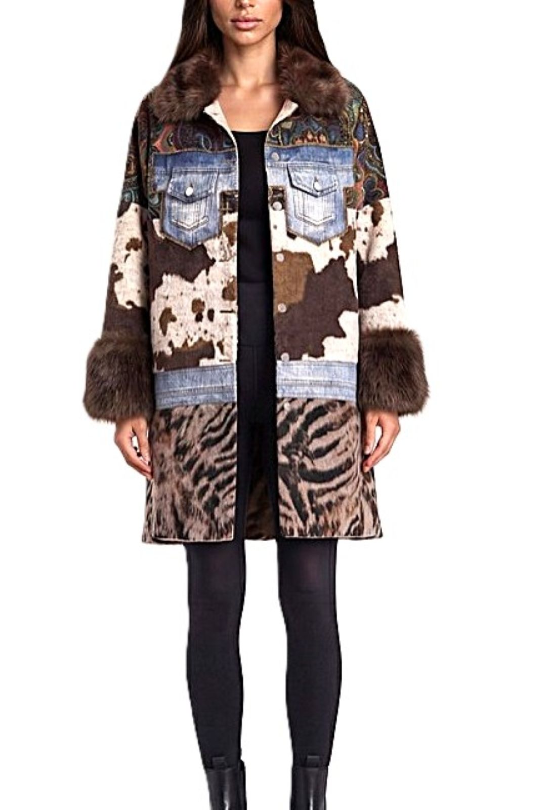 WOW Factor In This Patchwork Faux Fur Statement Coat