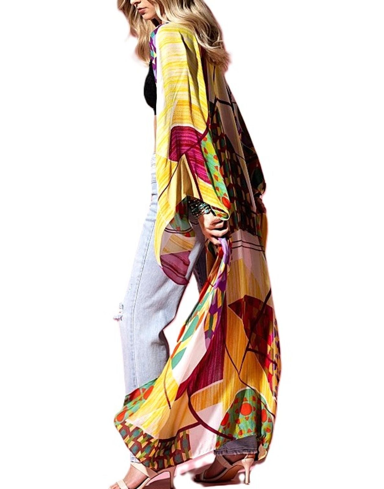 Duster: Mondell Geometric Kimono Duster (Multicolor)