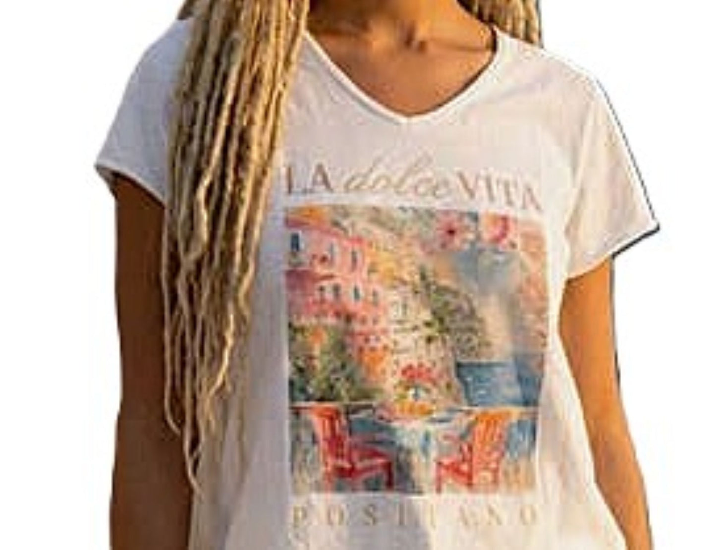 Italian One Size Cotton Tees With Iconic Mediterranean Scenes. Cute