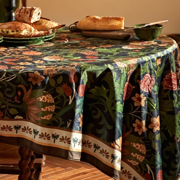 Symmetry Of Elegance Is Created In The New Scroll Grass Print Tablecloth