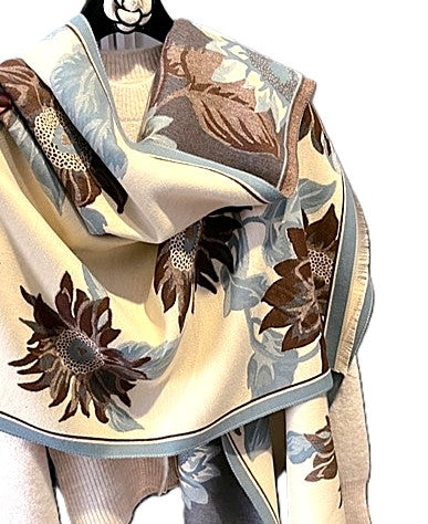 Brown Sunflowers Reversible Wrap - Artisan Wrap