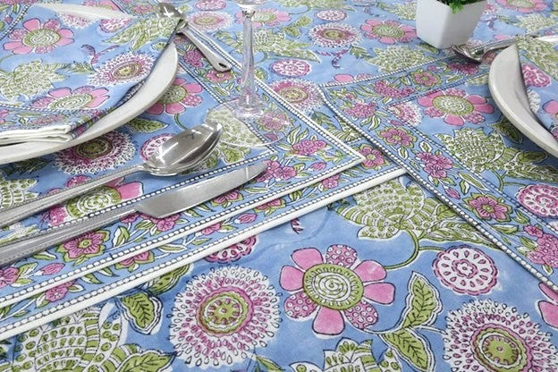 Complete Collection: Handmade Block Print Linens (Blooming Blooms))