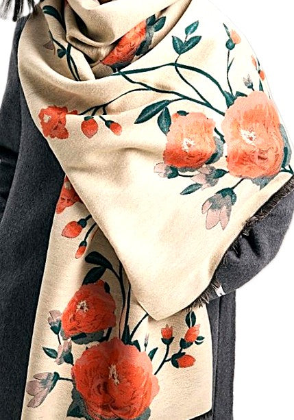 Orange Green Blossom Reversible Wrap – Artisan Shawl