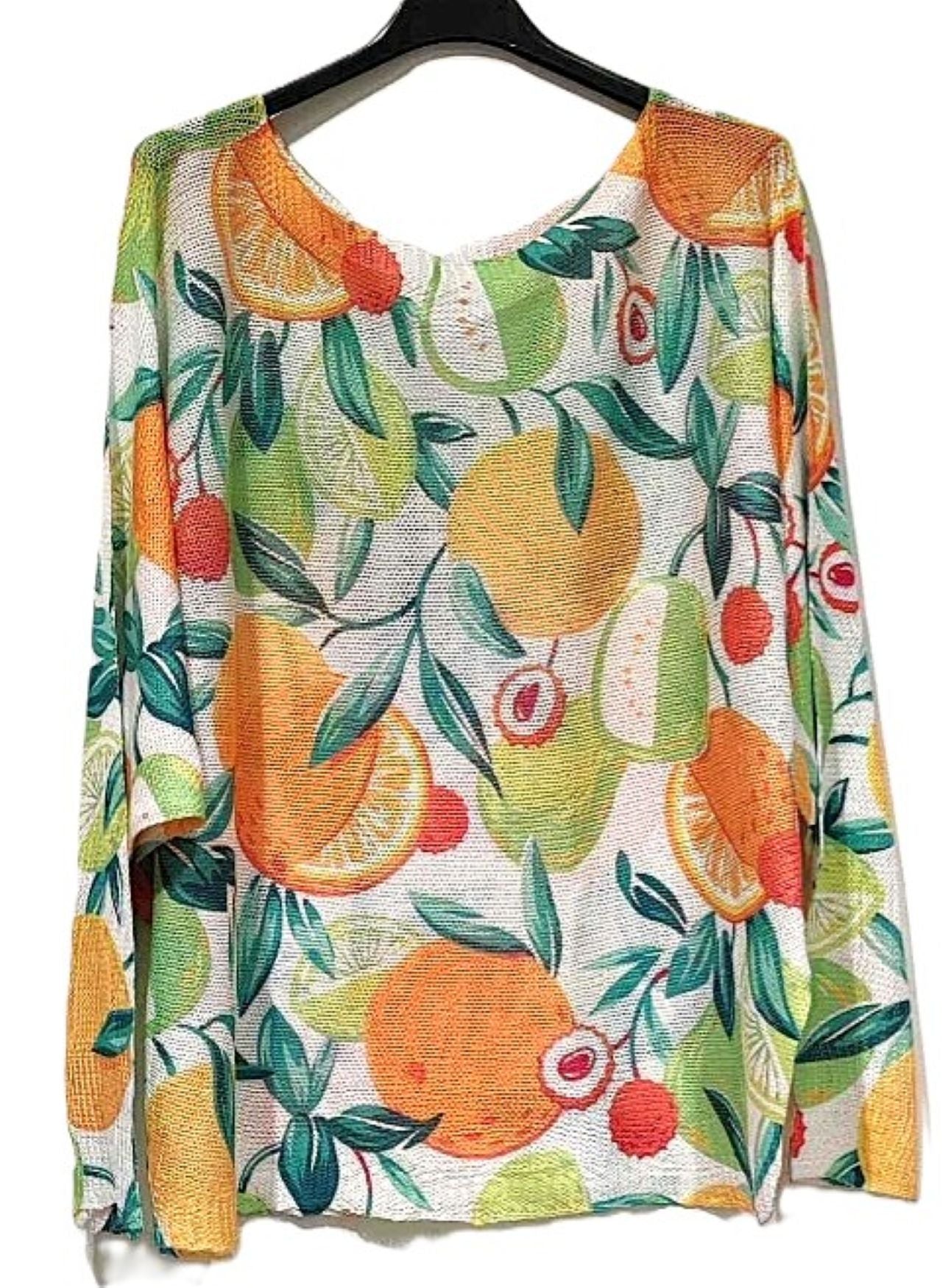 Italian Knit Sweater, Citrus Sweater (Oranges)