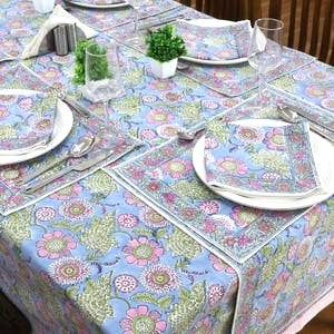 Complete Collection: Handmade Block Print Linens (Blooming Blooms))