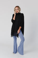 Easy Fit Poncho Sweater with Fringe