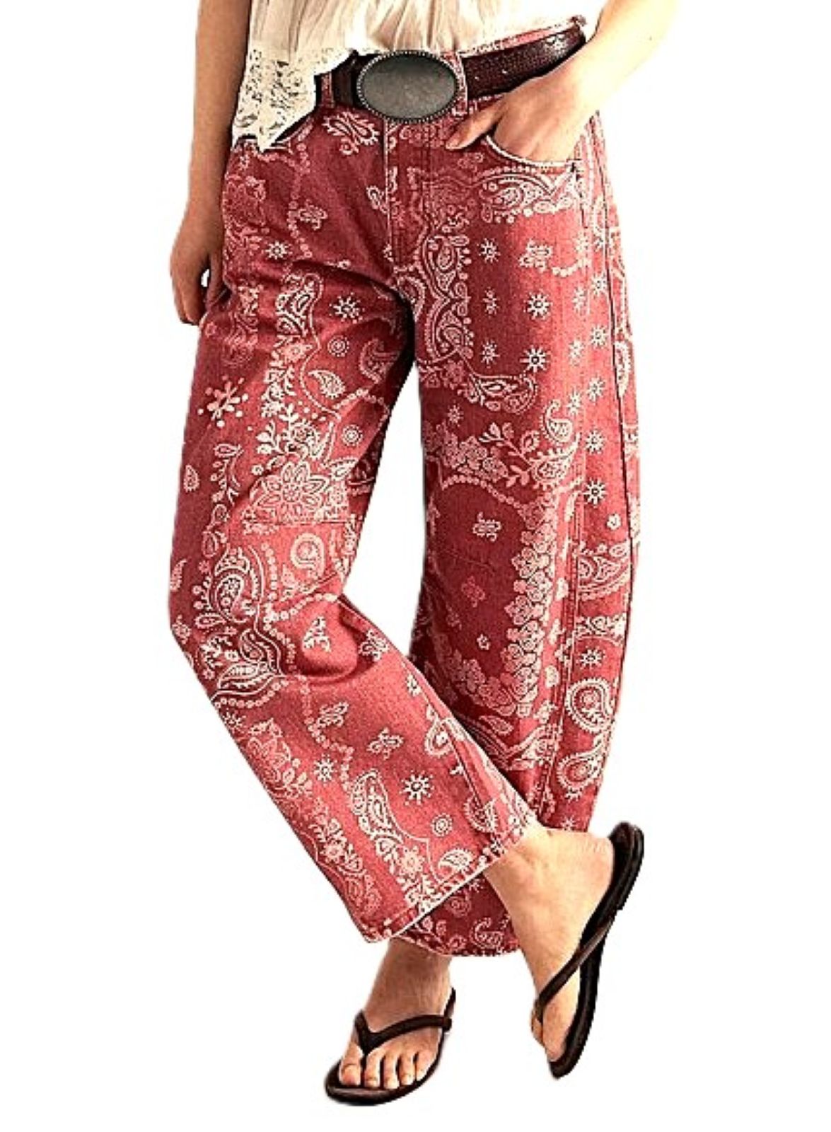 Pants, Paisley Pattern Straight (Kerchief Print)