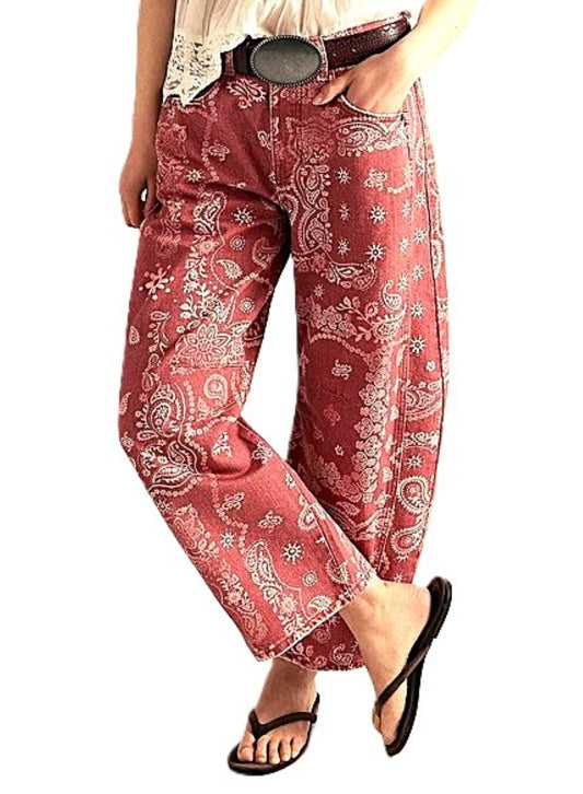 Pants, Paisley Pattern Straight (Kerchief Print)