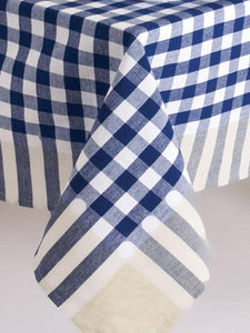 Classic Bistro Checked Tablecloth in Navy or Black
