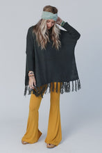 Easy Fit Poncho Sweater with Fringe