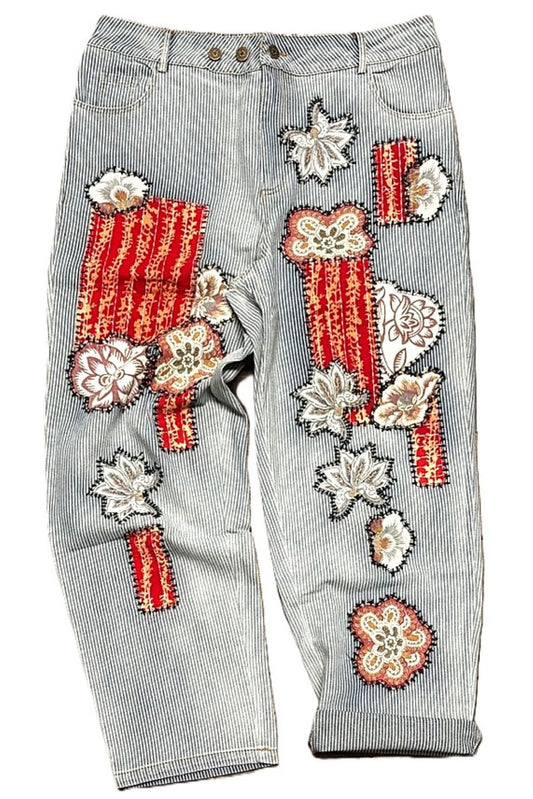 Blooming Breeze Distressed Striped Jeans Are A Best Seller.