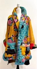 Kantha Bae Drifter Coat: Kantha Comfortable and Warm (Aqua Floral)