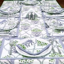 Complete Collection: Handmade Block Print Linens.  (Lilac and Green)