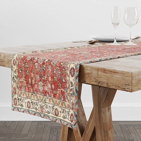 Vintage Kilim Chenille Fabric Table Runner. Inspired by the rich heritage of Turkish designs.