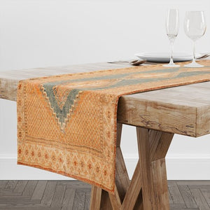 Vintage Kilim Chenille Fabric Table Runner. Inspired by the rich heritage of Turkish designs.