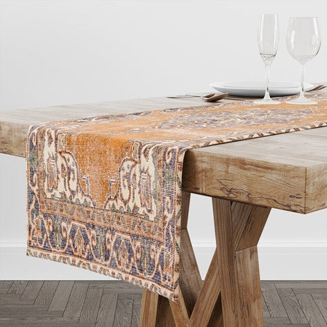 Vintage Kilim Chenille Fabric Table Runner. Inspired by the rich heritage of Turkish designs.