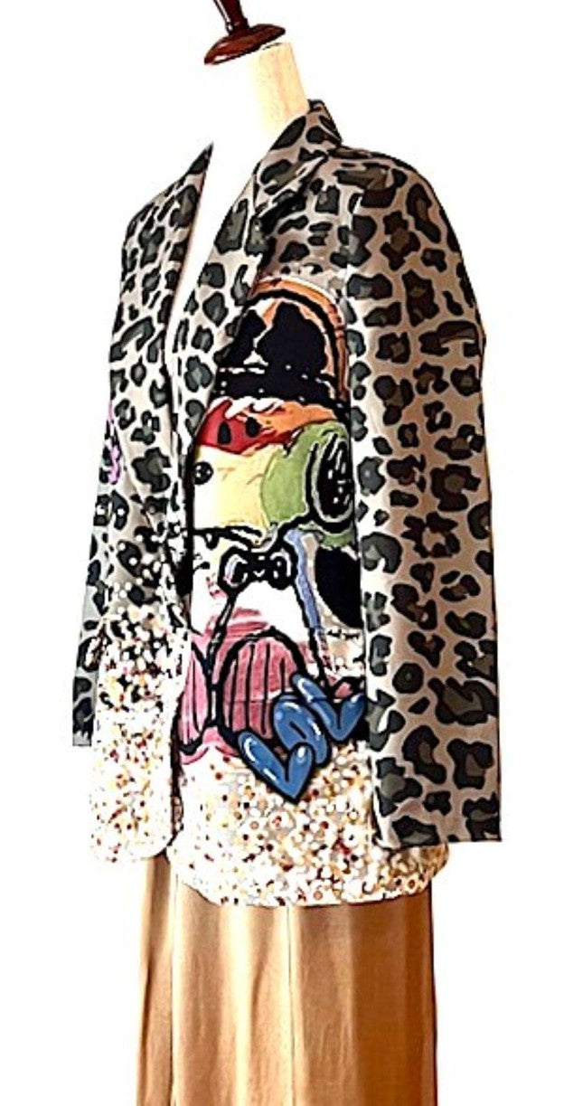 Contemporary One Size Italian "Snoopy" Printed Blazer.  Best Seller.