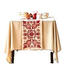 Luxurious Double-Sided Tweed Table Runner Embroidered To Perfection. Gorgeous.