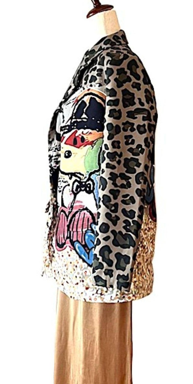 Contemporary One Size Italian "Snoopy" Printed Blazer.  Best Seller.