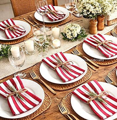 Napkins, Everyday Elegance In Quality Striped Cotton. Available in 4 Colors.