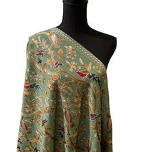 Artisan Embroidered Needlework On Silk Pashmina. Luxury Gift Item