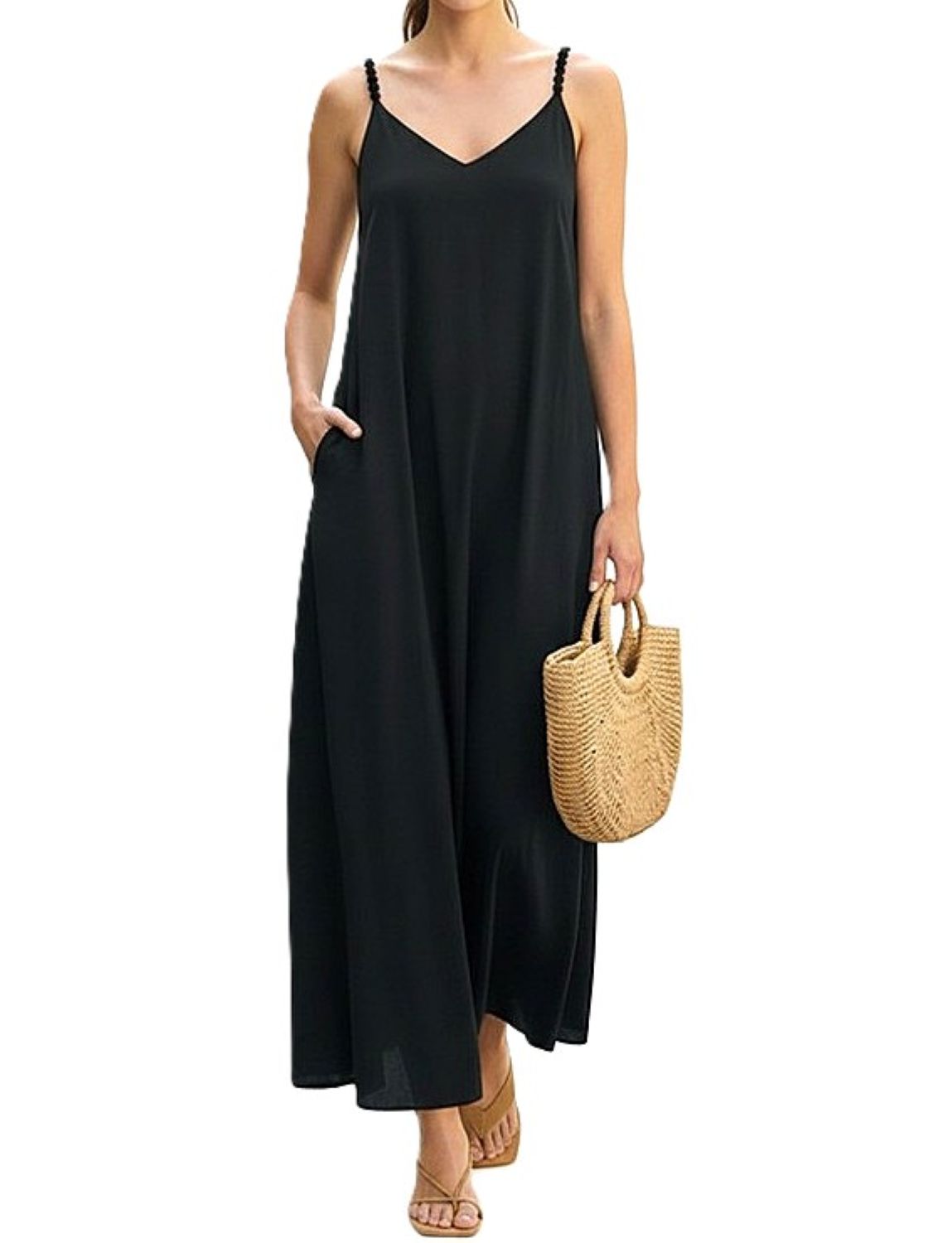 Dresses, Pom-Pom Maxi Sleeveless Strappy Minimalistic