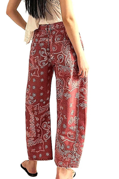 Pants, Paisley Pattern Straight (Kerchief Print)