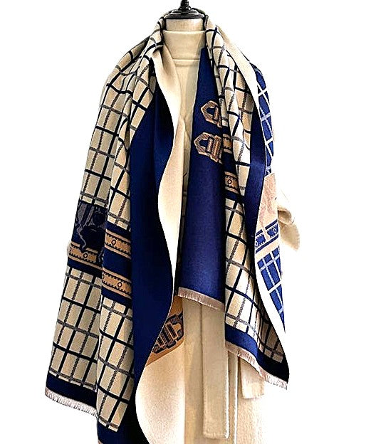 Sophisticated Cashmere Touch Reversible Wrap – Artisan Shawl (Available 2 Colors)