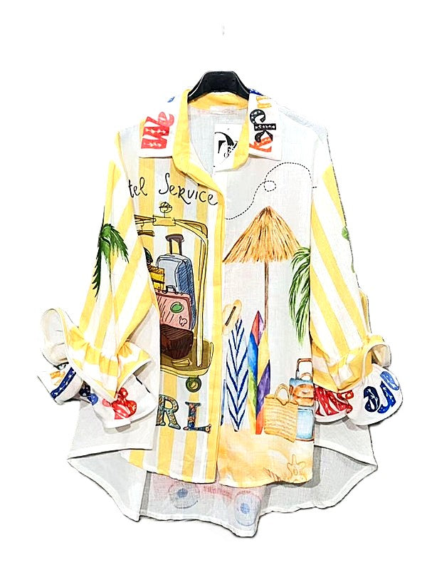 Top, Italian Blouse Steals The Beach Scene. Colorful
