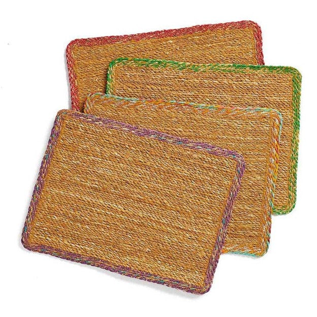Farm to Table Colorful Natural Hogla Grass Placemat Sets (4 to a set)