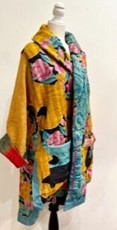 Kantha Bae Drifter Coat: Kantha Comfortable and Warm (Aqua Floral)