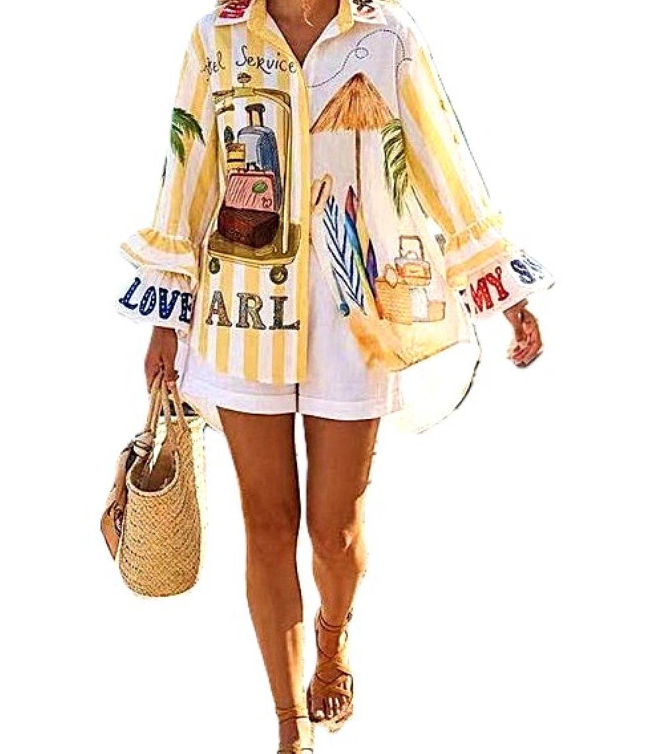 Top, Italian Blouse Steals The Beach Scene. Colorful
