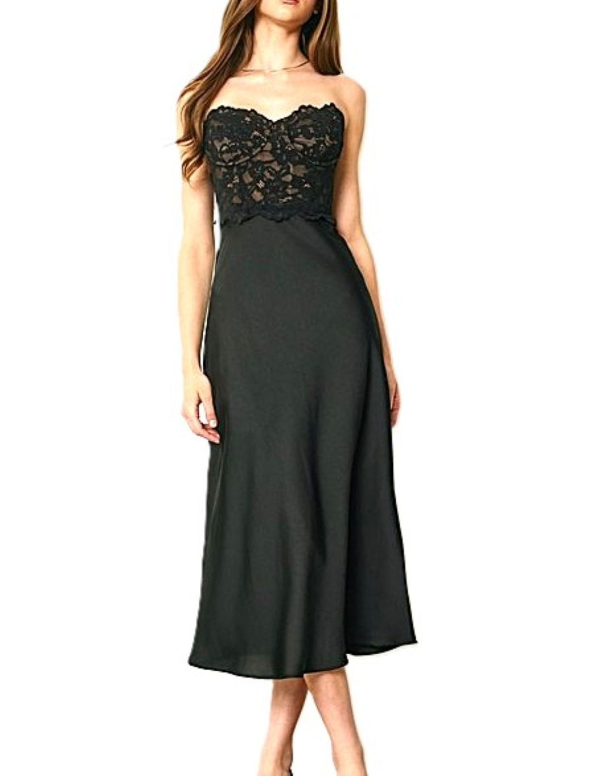 Dresses, Contemporary Convertible Lace and Satin Corset Midi.