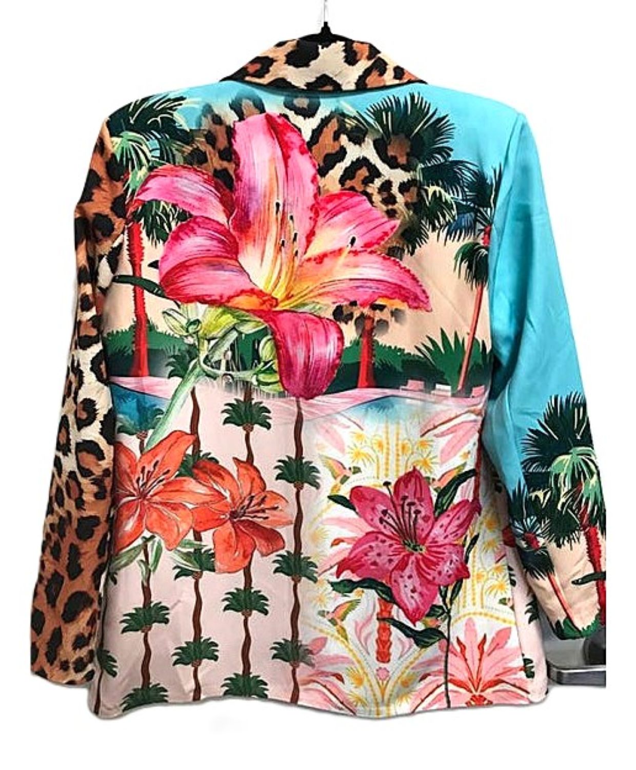 Blazer-Contemporary Italian Multi Floral Leopard Print Blazer