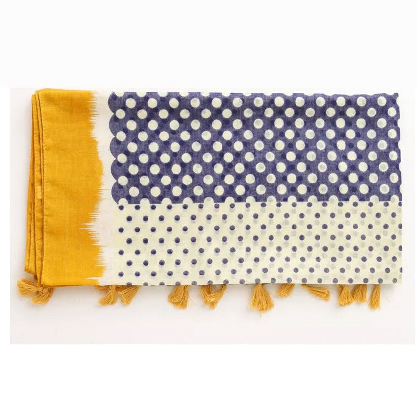 Modern Polka Dot Summer Scarves  (Yellow Navy)