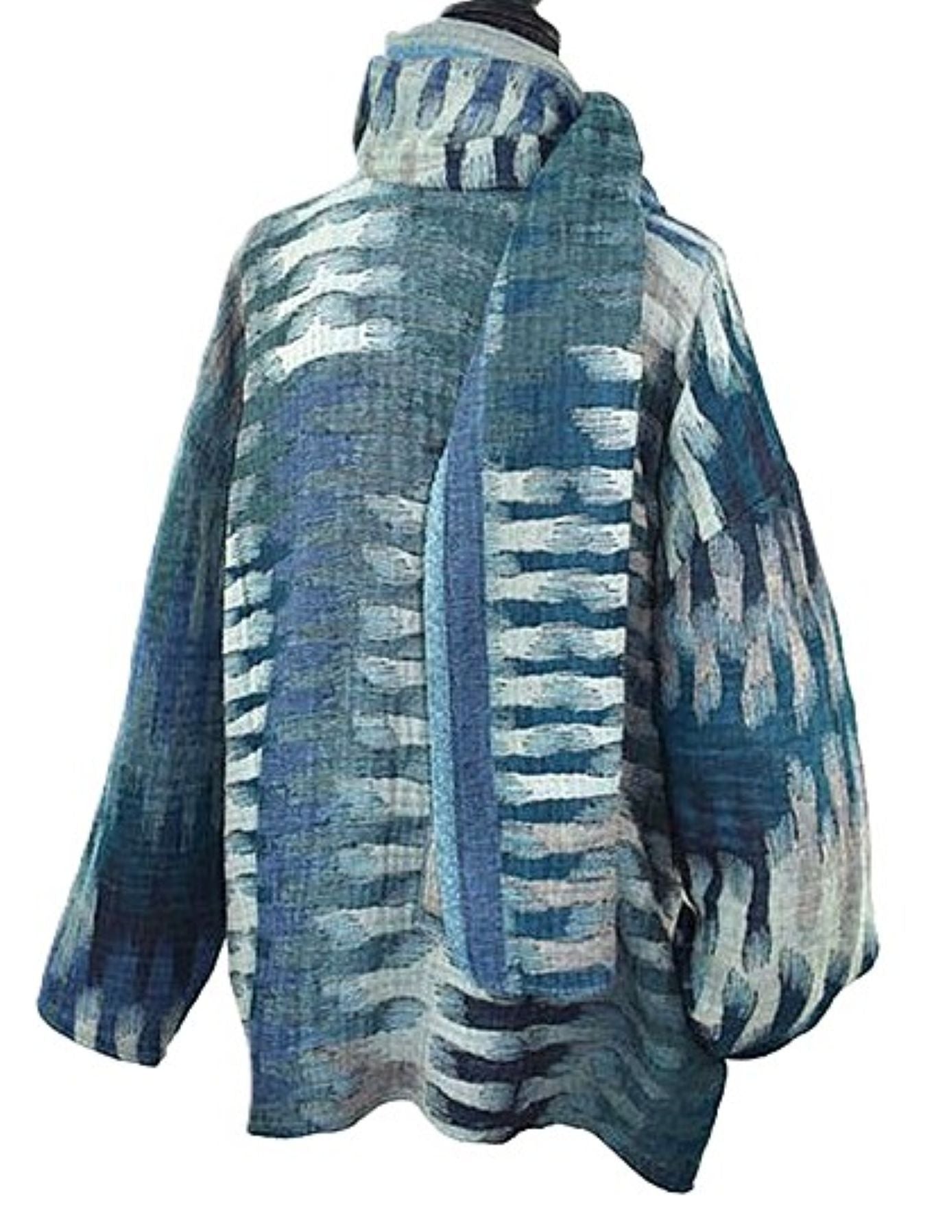 Artisan, Sweater Jacket Wrap Coat with Scarf (Blue)