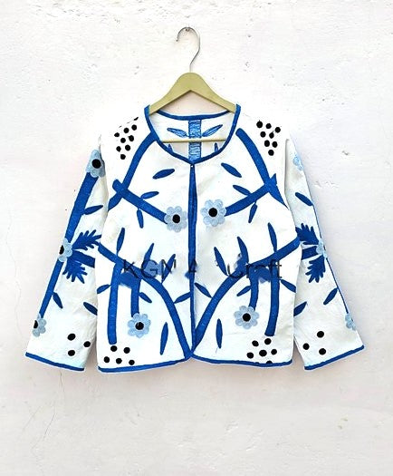 Short Box Cut Hand Embroidered Jacket Welcomes A New Season (White)