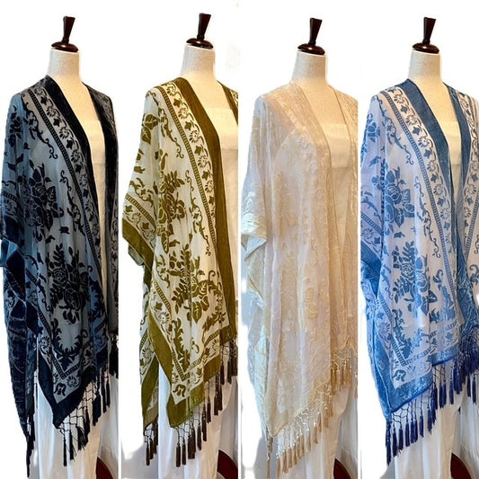 Crushin' On You Velvet Kimono with Tassels, 4 Colors