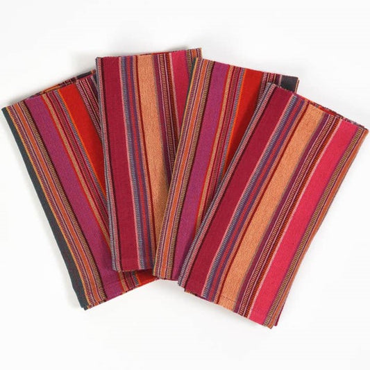 Artisan Hand Woven Guatemalan Napkins, Berry Multi and Jade Multi