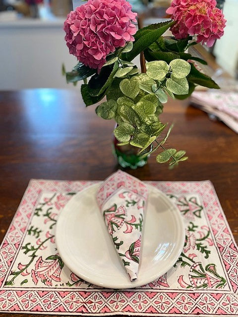 Cotton Place mats & Napkins. Beautiful Indian Block Printed Sets