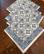 Block Print Engineered Border Napkin Sets in Blue and White