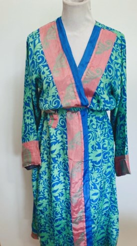 Pastels Blended. Long Reversible Silk Kimono. The perfect gift for any holiday.