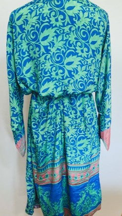 Pastels Blended. Long Reversible Silk Kimono. The perfect gift for any holiday.