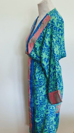 Pastels Blended. Long Reversible Silk Kimono. The perfect gift for any holiday.