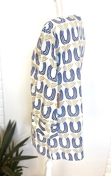 JUNO Navy Print Cotton Tunic Looks Fresh and New