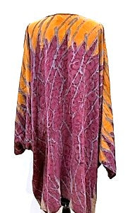 Sherbert Ice 4 Button Short Silk Tunic is Seasonless (Purple/Honey)