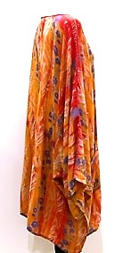 Water Color 4 Button Short Silk Tunic Slims Your Look (Purple/Copper)